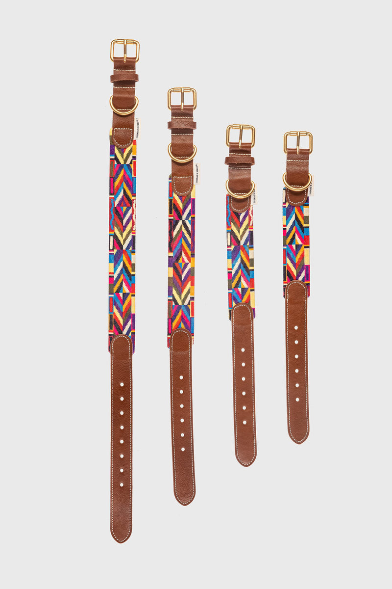 BoHo-Chic </p> Set Hundehalsband und Leine rainbow