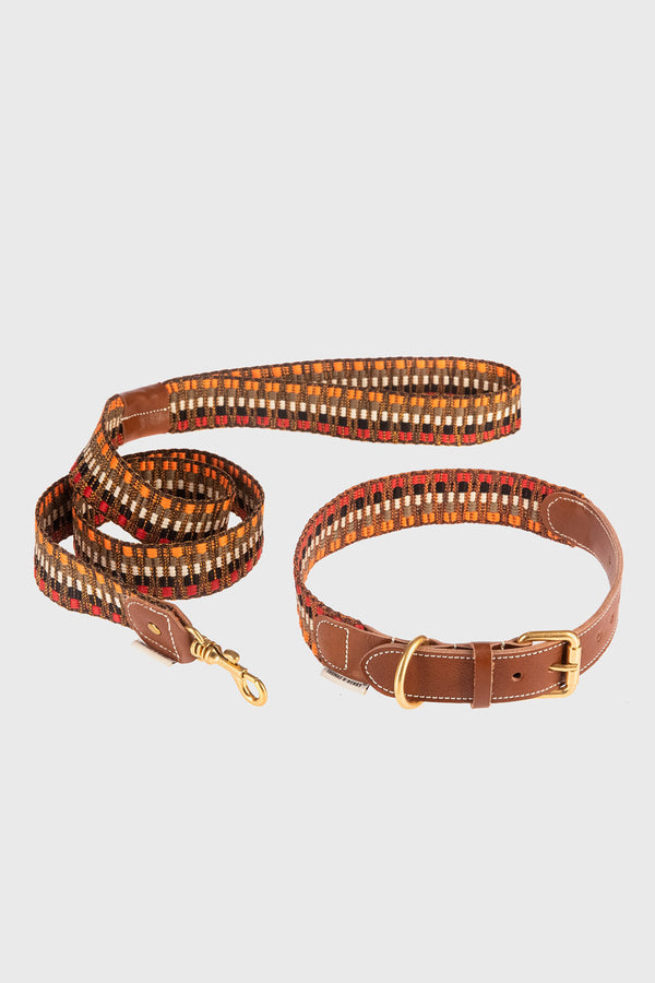 BoHo-Chic </p> Set Hundehalsband und Leine nature