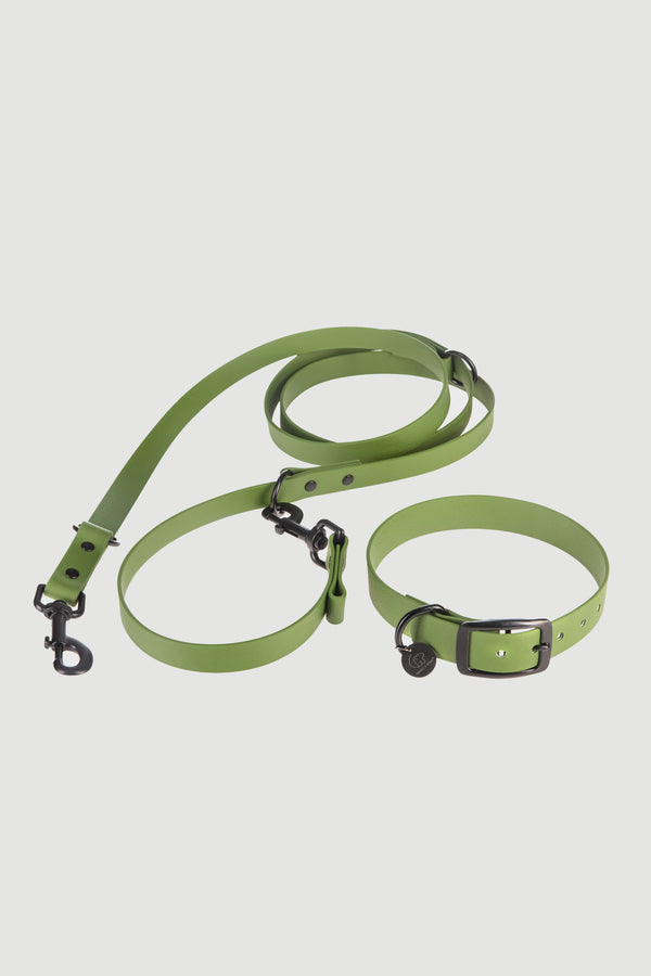 Active wear for active dogs </p> Set Hundehalsband und Leine in olive