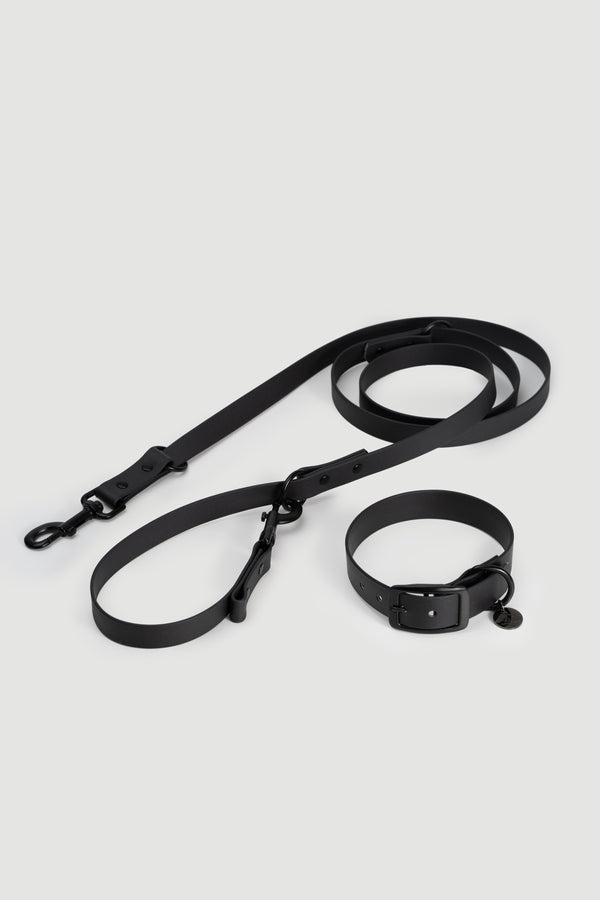 Active wear for active dogs </p> Set Hundehalsband und Leine in schwarz
